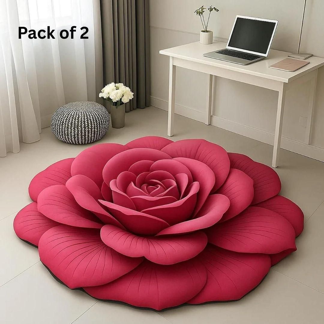 3D Flower Design Floor Mat, Quick Dry Non Slip (Pack of 2) 5wjxrz-wh